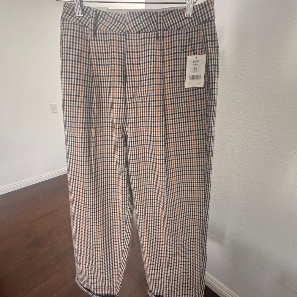 Brixton pleated plaid pants